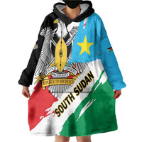 Personalized South Sudan Wearable Blanket Hoodie Grunge Flag Style - Wonder Print Shop