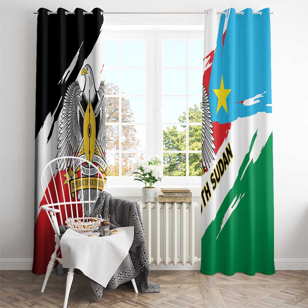 South Sudan Window Curtain Grunge Flag Style - Wonder Print Shop