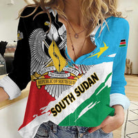 Personalized South Sudan Women Casual Shirt Grunge Flag Style - Wonder Print Shop
