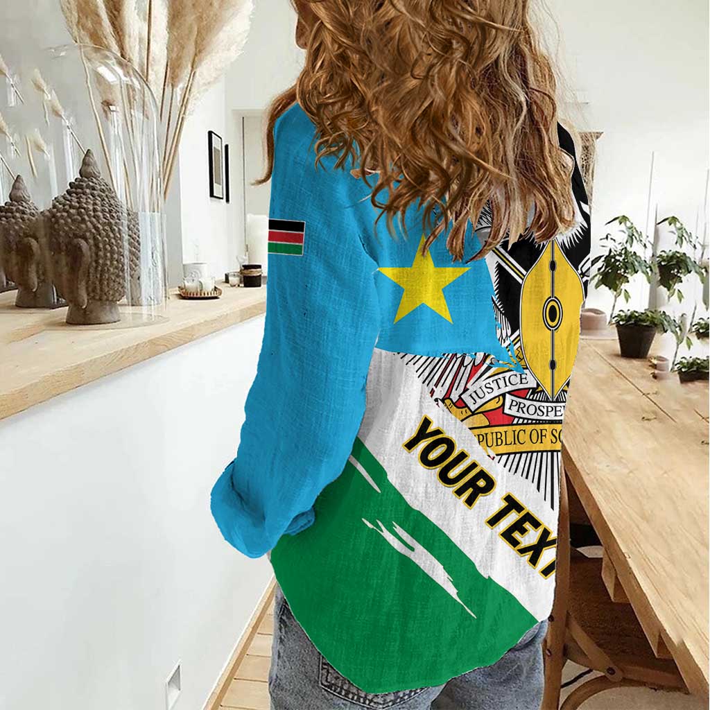 Personalized South Sudan Women Casual Shirt Grunge Flag Style - Wonder Print Shop