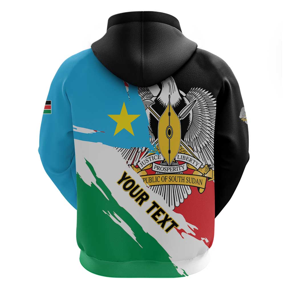 Personalized South Sudan Zip Hoodie Grunge Flag Style - Wonder Print Shop