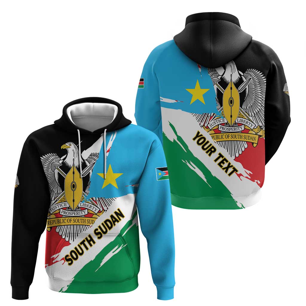 Personalized South Sudan Zip Hoodie Grunge Flag Style - Wonder Print Shop