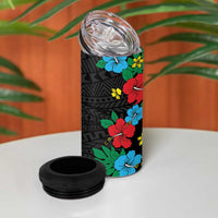 South Sudan 4 in 1 Can Cooler Tumbler Hibiscus Floral African Pattern - Wonder Print Shop