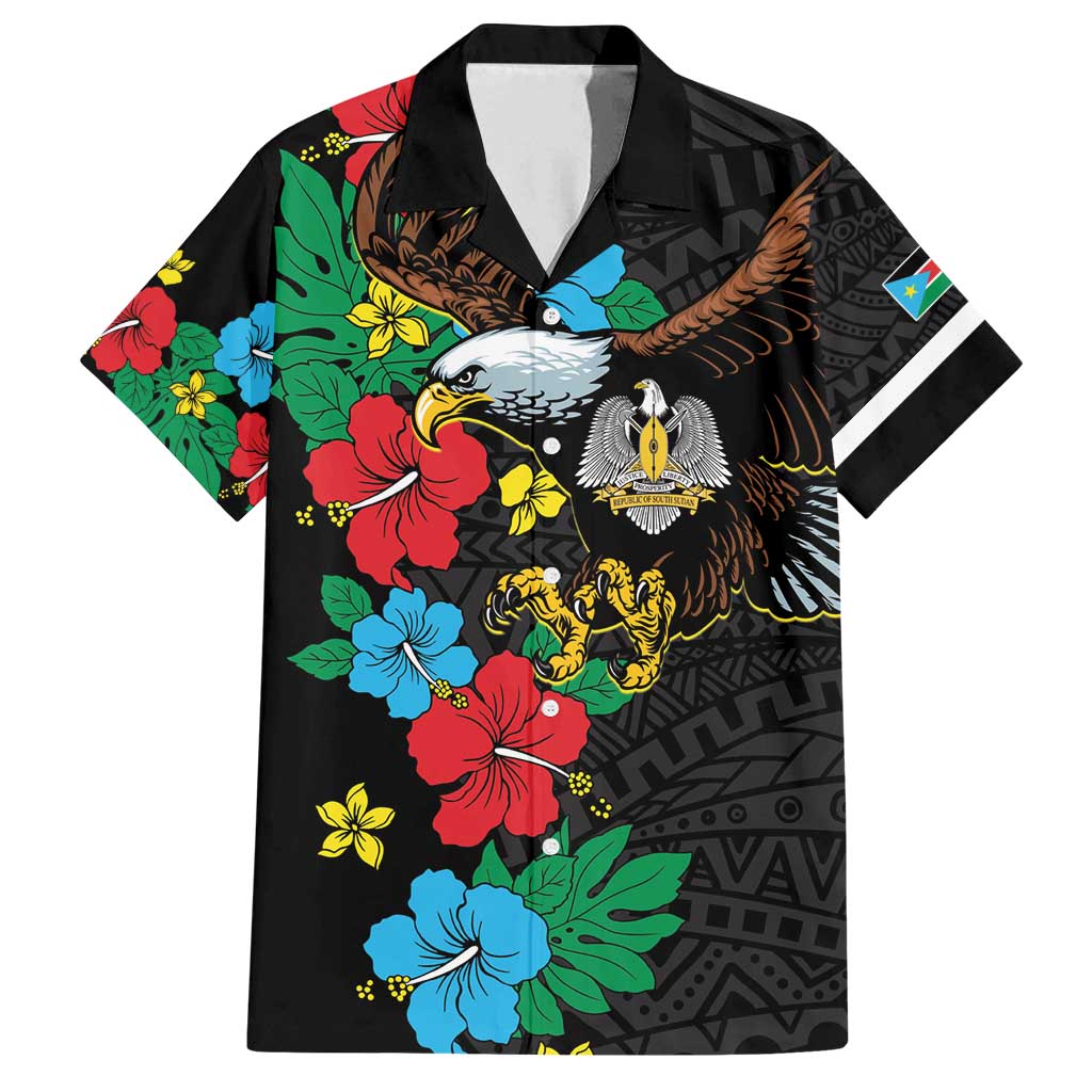 South Sudan Family Matching Long Sleeve Bodycon Dress and Hawaiian Shirt Hibiscus Floral African Pattern - Wonder Print Shop