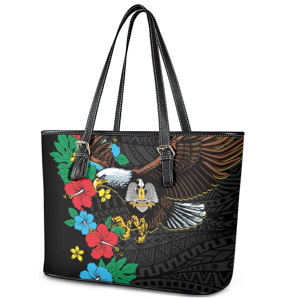 South Sudan Leather Tote Bag Hibiscus Floral African Pattern - Wonder Print Shop