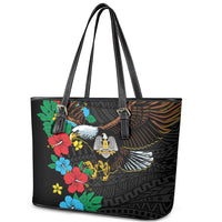 South Sudan Leather Tote Bag Hibiscus Floral African Pattern - Wonder Print Shop