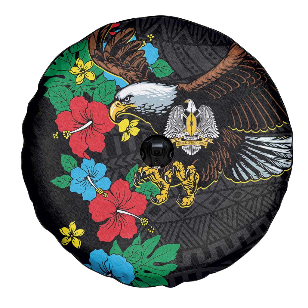South Sudan Spare Tire Cover Hibiscus Floral African Pattern - Wonder Print Shop