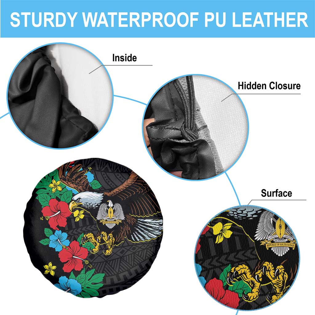 South Sudan Spare Tire Cover Hibiscus Floral African Pattern - Wonder Print Shop