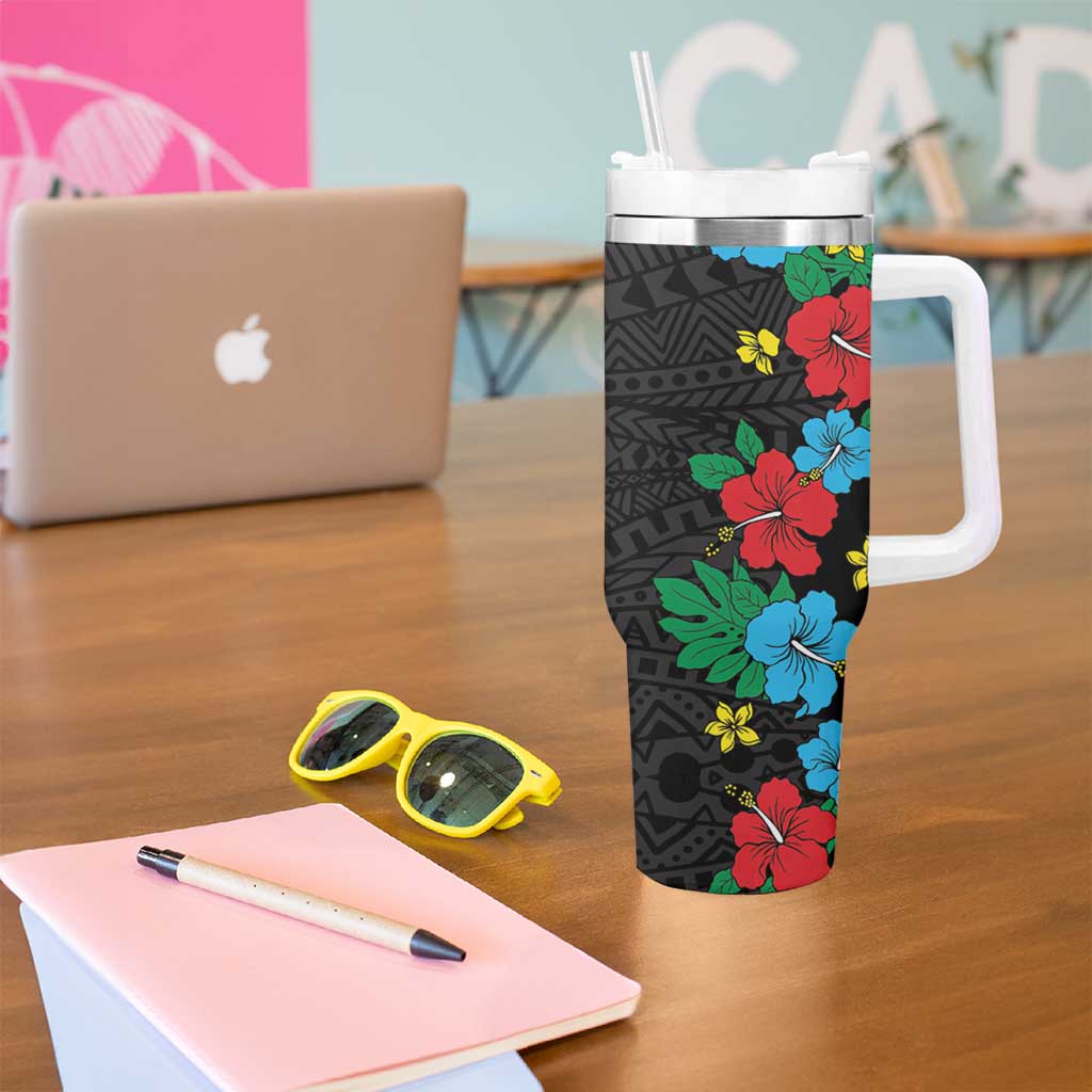 South Sudan Tumbler With Handle Hibiscus Floral African Pattern - Wonder Print Shop