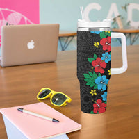 South Sudan Tumbler With Handle Hibiscus Floral African Pattern - Wonder Print Shop