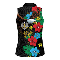 South Sudan Women Sleeveless Polo Shirt Hibiscus Floral African Pattern - Wonder Print Shop