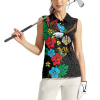 South Sudan Women Sleeveless Polo Shirt Hibiscus Floral African Pattern - Wonder Print Shop