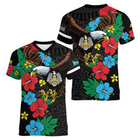 South Sudan Women V-Neck T-Shirt Hibiscus Floral African Pattern - Wonder Print Shop