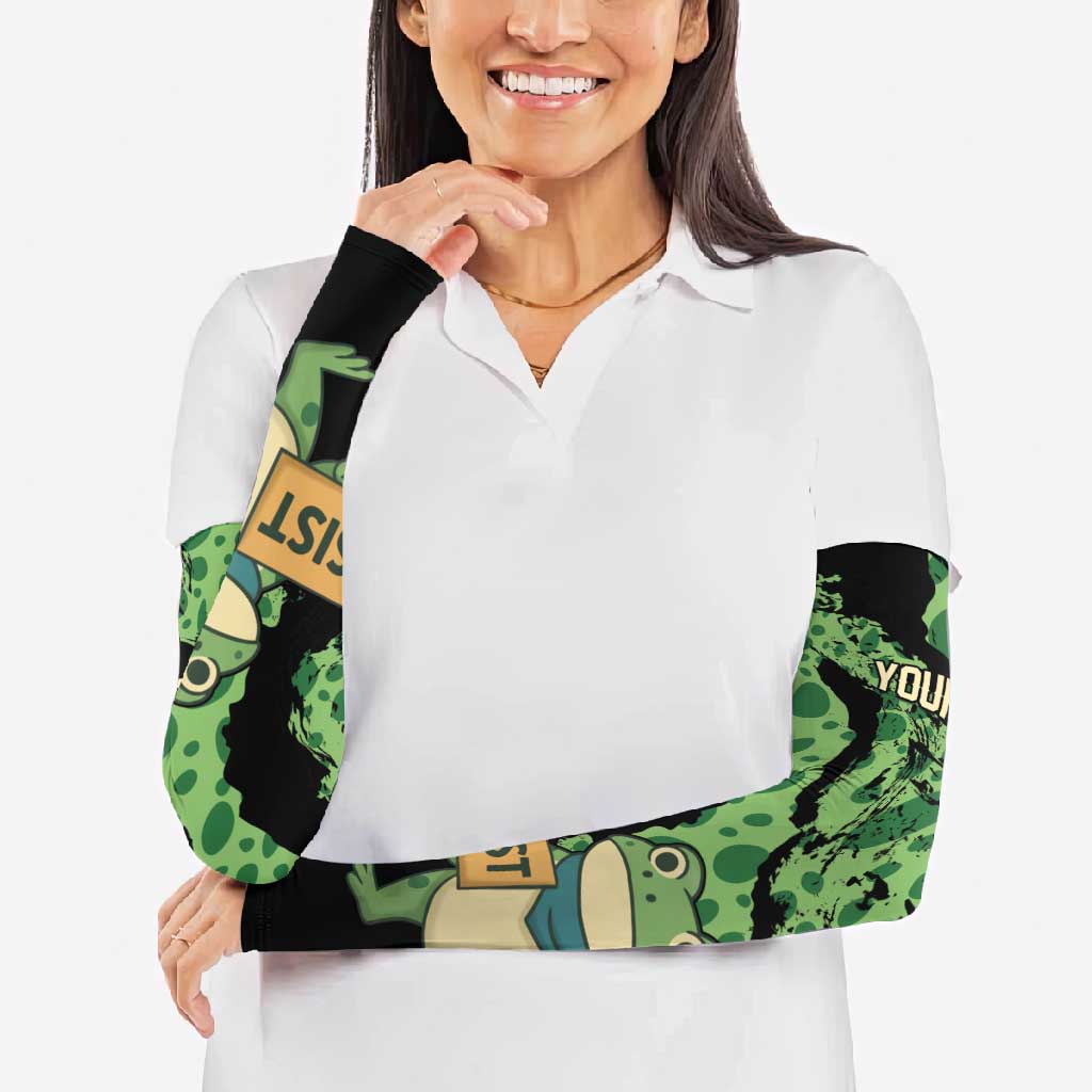 Personalized Portland Frog Resist Arm Sleeves Frogs Against Fascism - Wonder Print Shop