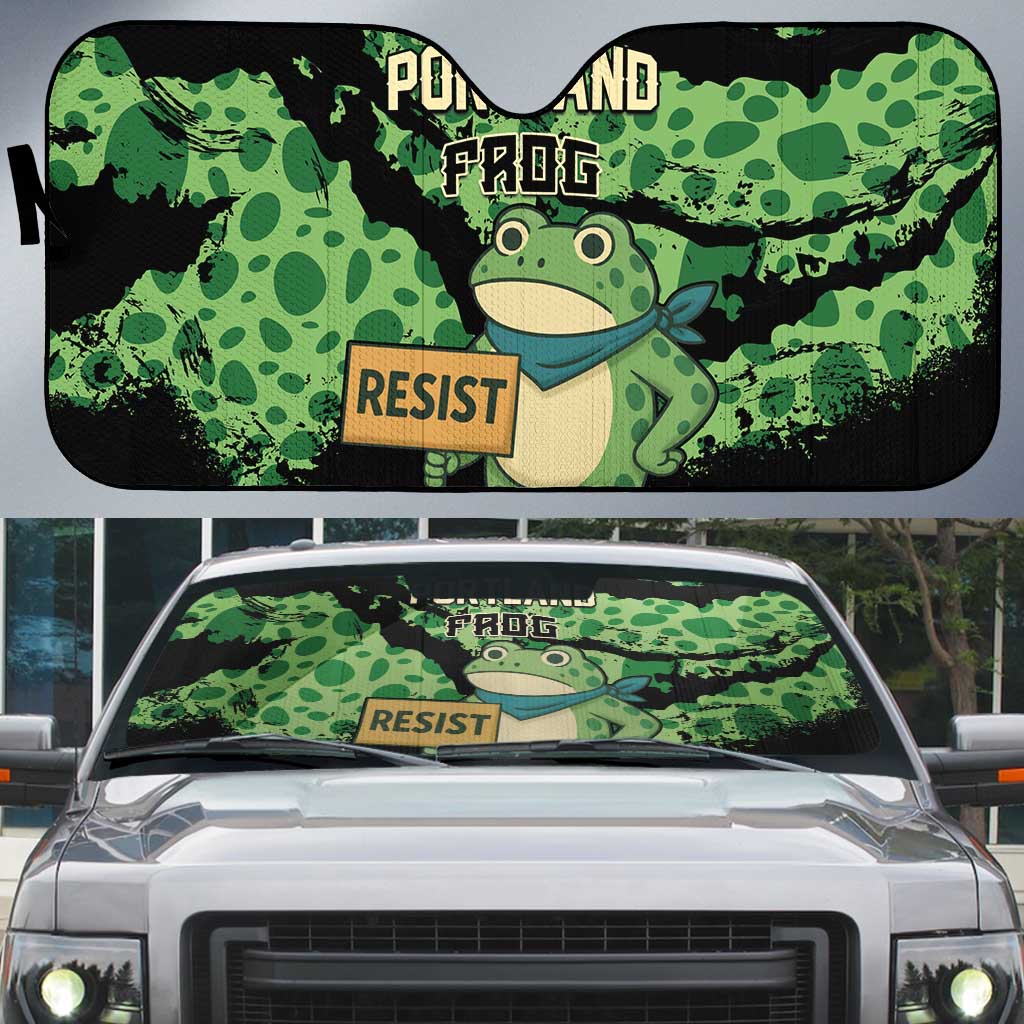 Portland Frog Resist Auto Sun Shade Frogs Against Fascism - Wonder Print Shop