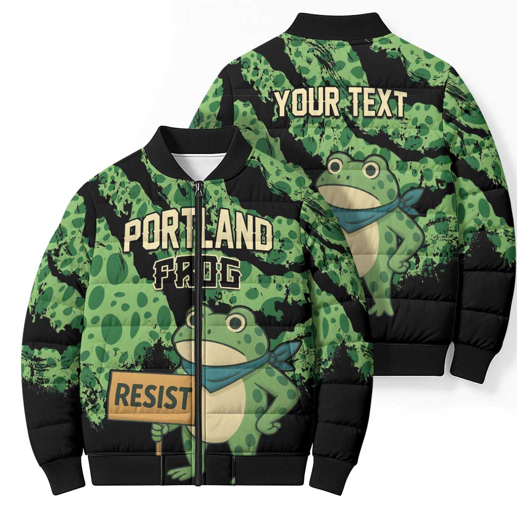 Personalized Portland Frog Resist Bomber Puffer Jacket Frogs Against Fascism - Wonder Print Shop