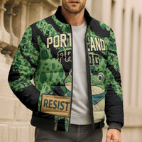 Personalized Portland Frog Resist Bomber Puffer Jacket Frogs Against Fascism - Wonder Print Shop