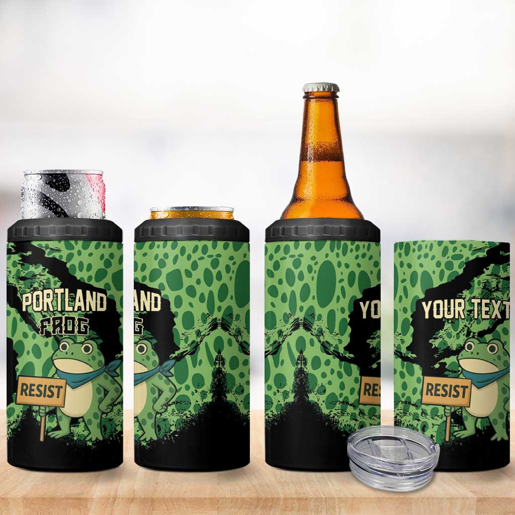 Personalized Portland Frog Resist 4 in 1 Can Cooler Tumbler Frogs Against Fascism - Wonder Print Shop