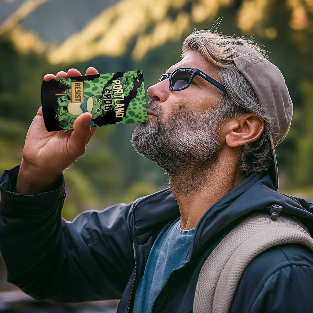 Personalized Portland Frog Resist 4 in 1 Can Cooler Tumbler Frogs Against Fascism - Wonder Print Shop