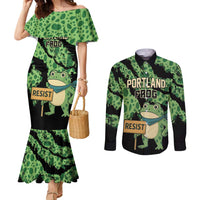 Personalized Portland Frog Resist Couples Matching Mermaid Dress and Long Sleeve Button Shirt Frogs Against Fascism - Wonder Print Shop