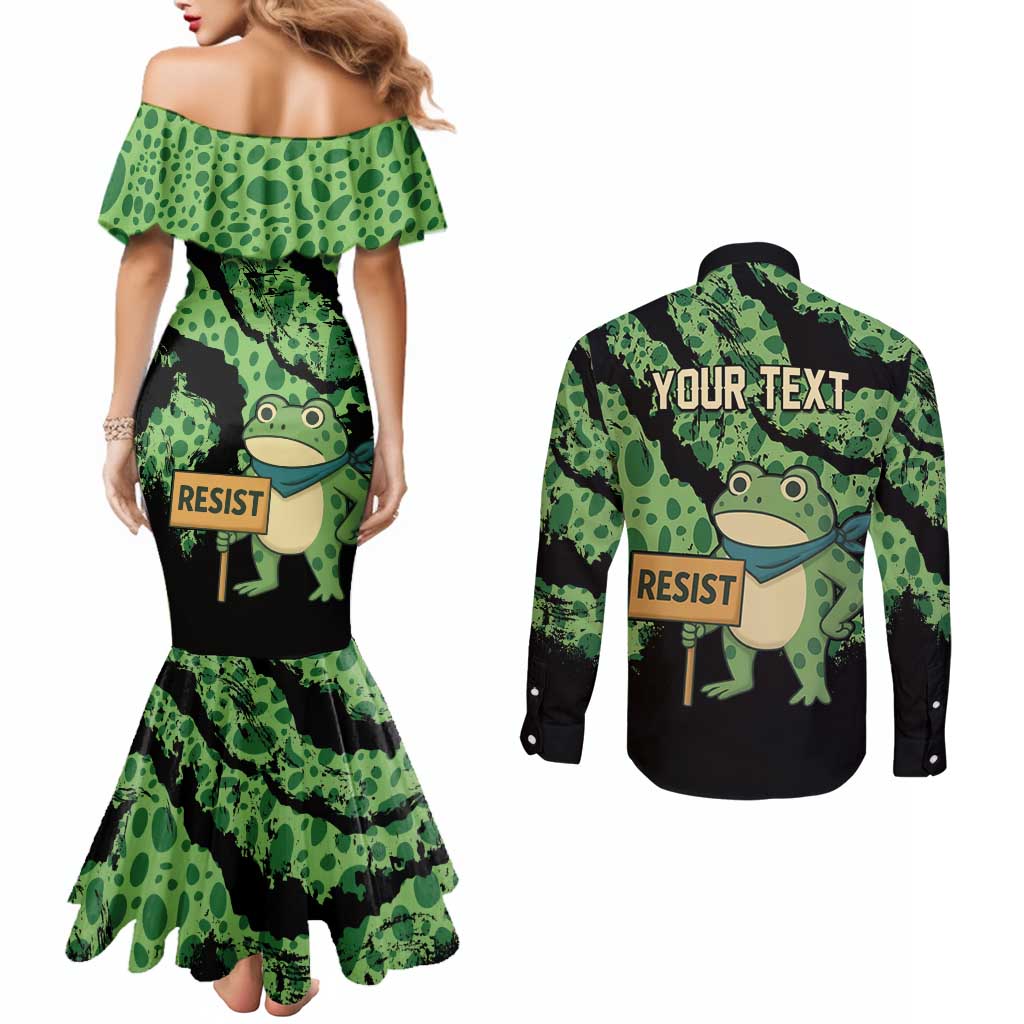 Personalized Portland Frog Resist Couples Matching Mermaid Dress and Long Sleeve Button Shirt Frogs Against Fascism - Wonder Print Shop