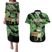 Personalized Portland Frog Resist Couples Matching Puletasi and Hawaiian Shirt Frogs Against Fascism - Wonder Print Shop