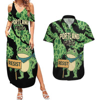 Personalized Portland Frog Resist Couples Matching Summer Maxi Dress and Hawaiian Shirt Frogs Against Fascism - Wonder Print Shop