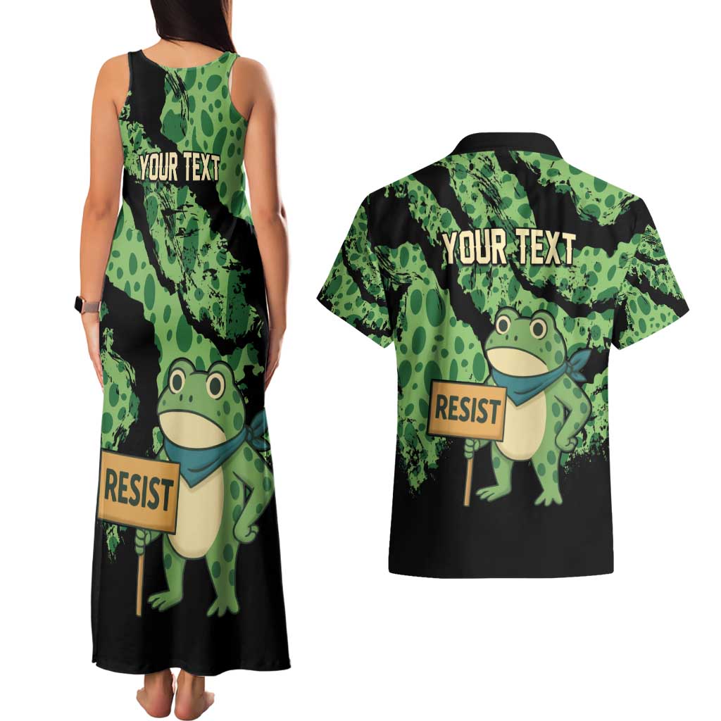 Personalized Portland Frog Resist Couples Matching Tank Maxi Dress and Hawaiian Shirt Frogs Against Fascism - Wonder Print Shop