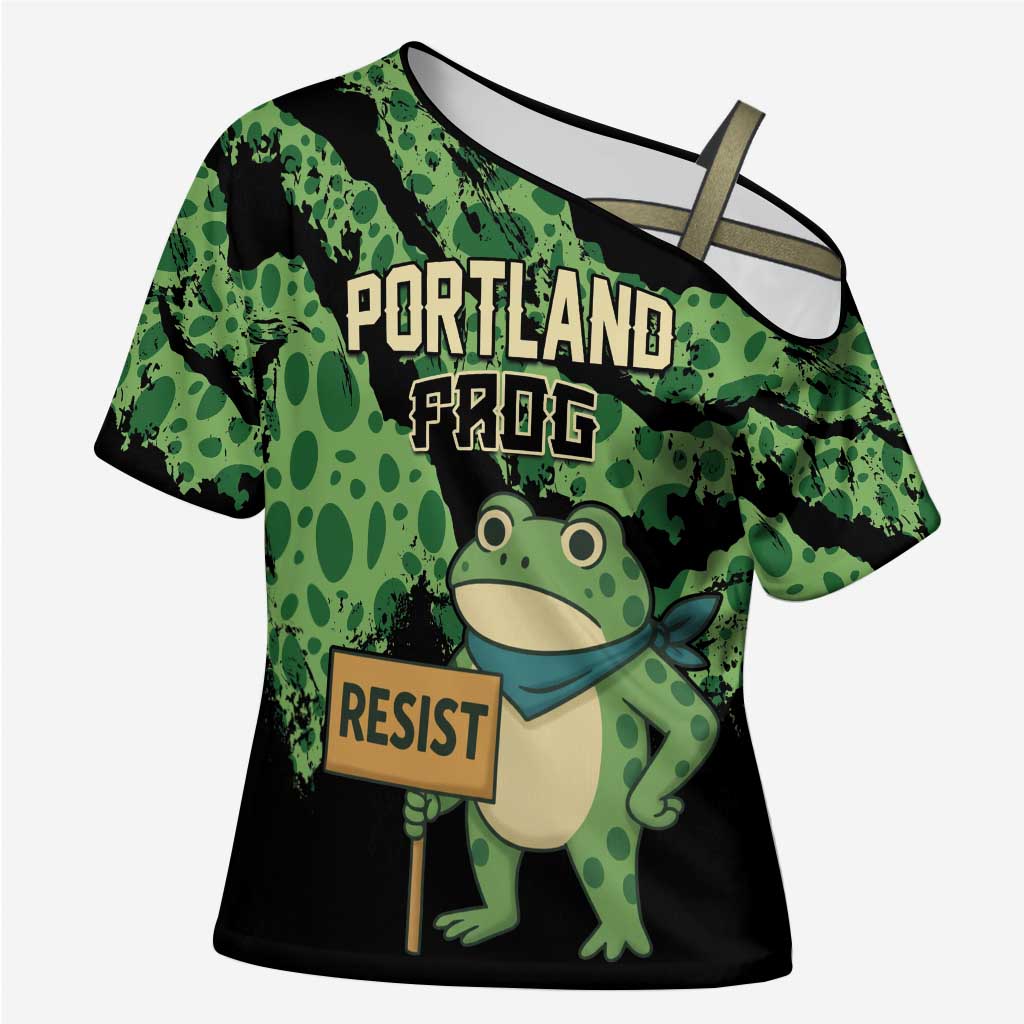 Personalized Portland Frog Resist Cross Shoulder Shirt Frogs Against Fascism - Wonder Print Shop