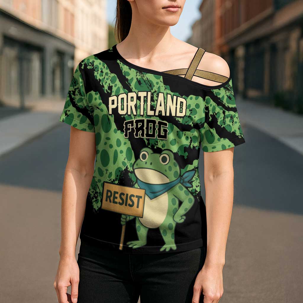 Personalized Portland Frog Resist Cross Shoulder Shirt Frogs Against Fascism - Wonder Print Shop