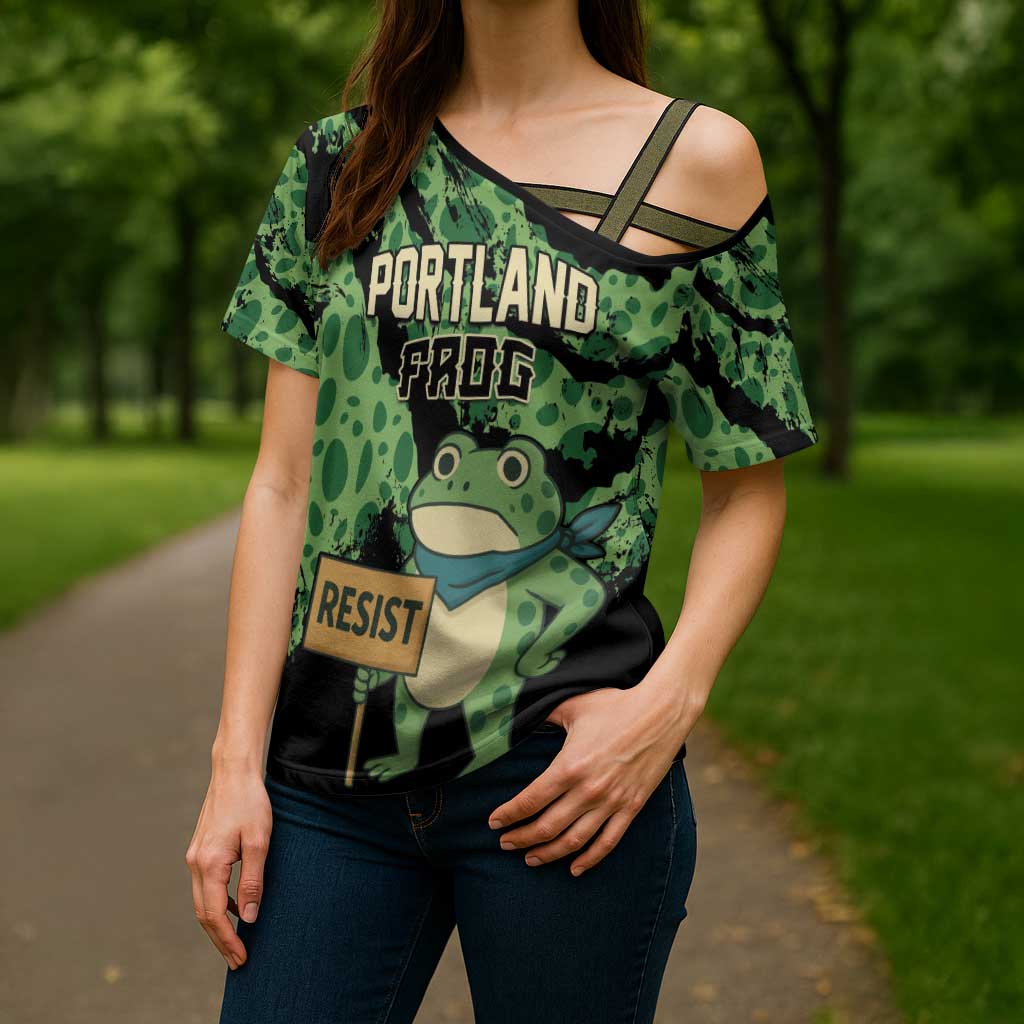 Personalized Portland Frog Resist Cross Shoulder Shirt Frogs Against Fascism - Wonder Print Shop
