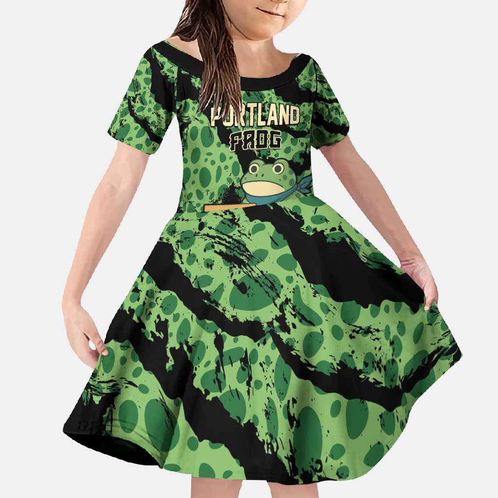 Personalized Portland Frog Resist Family Matching Long Sleeve Bodycon Dress and Hawaiian Shirt Frogs Against Fascism - Wonder Print Shop