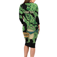 Personalized Portland Frog Resist Family Matching Long Sleeve Bodycon Dress and Hawaiian Shirt Frogs Against Fascism - Wonder Print Shop