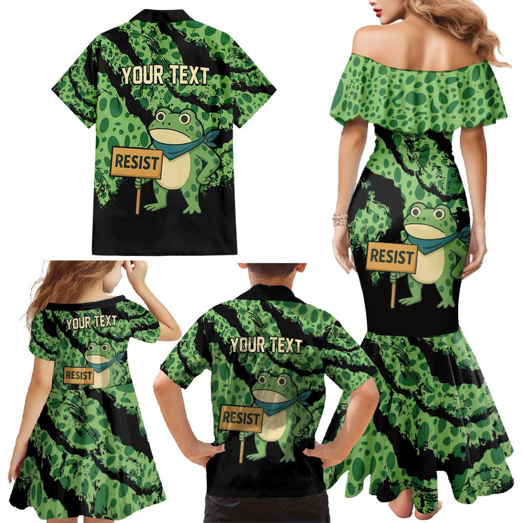 Personalized Portland Frog Resist Family Matching Mermaid Dress and Hawaiian Shirt Frogs Against Fascism - Wonder Print Shop