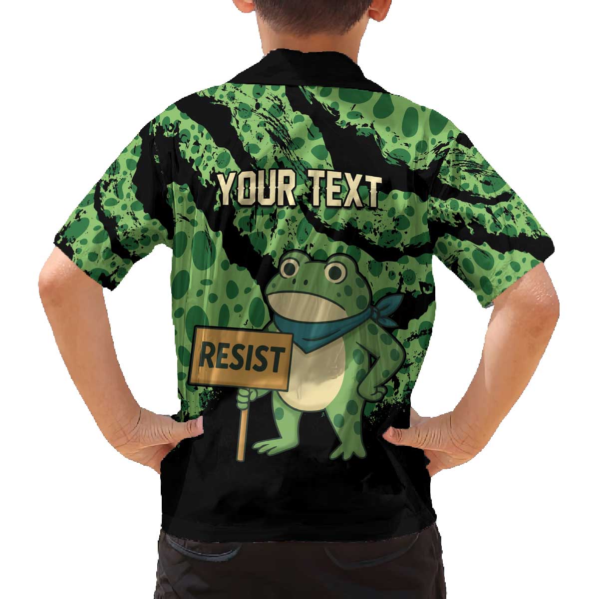 Personalized Portland Frog Resist Family Matching Off The Shoulder Long Sleeve Dress and Hawaiian Shirt Frogs Against Fascism - Wonder Print Shop