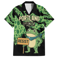 Personalized Portland Frog Resist Family Matching Off The Shoulder Long Sleeve Dress and Hawaiian Shirt Frogs Against Fascism - Wonder Print Shop