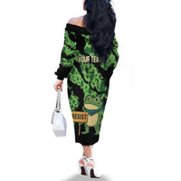 Personalized Portland Frog Resist Family Matching Off The Shoulder Long Sleeve Dress and Hawaiian Shirt Frogs Against Fascism - Wonder Print Shop
