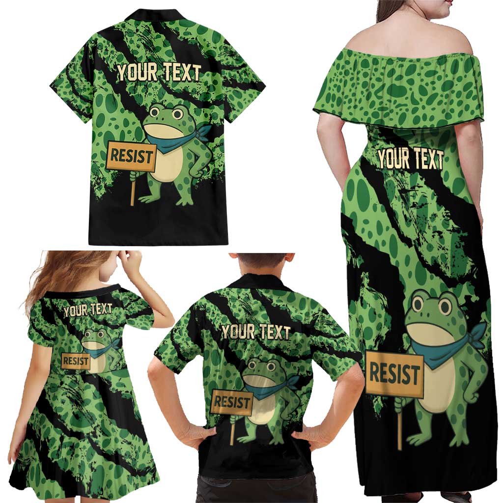 Personalized Portland Frog Resist Family Matching Off Shoulder Maxi Dress and Hawaiian Shirt Frogs Against Fascism - Wonder Print Shop