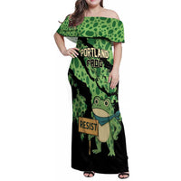 Personalized Portland Frog Resist Family Matching Off Shoulder Maxi Dress and Hawaiian Shirt Frogs Against Fascism - Wonder Print Shop