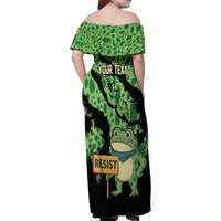 Personalized Portland Frog Resist Family Matching Off Shoulder Maxi Dress and Hawaiian Shirt Frogs Against Fascism - Wonder Print Shop