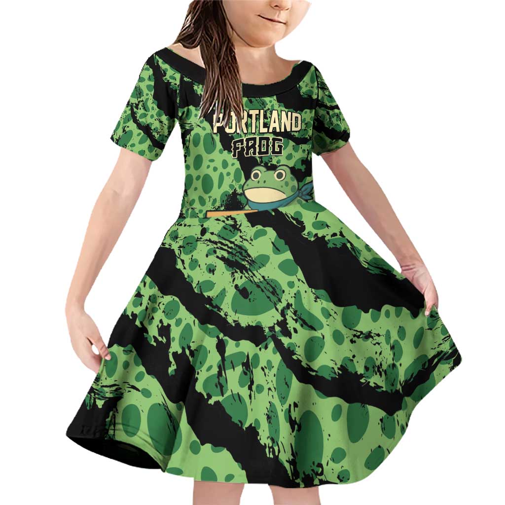 Personalized Portland Frog Resist Family Matching Off Shoulder Short Dress and Hawaiian Shirt Frogs Against Fascism - Wonder Print Shop