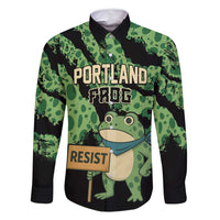 Personalized Portland Frog Resist Family Matching Off Shoulder Short Dress and Hawaiian Shirt Frogs Against Fascism - Wonder Print Shop