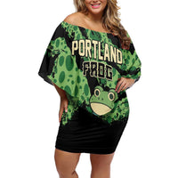 Personalized Portland Frog Resist Family Matching Off Shoulder Short Dress and Hawaiian Shirt Frogs Against Fascism - Wonder Print Shop