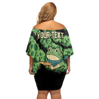 Personalized Portland Frog Resist Family Matching Off Shoulder Short Dress and Hawaiian Shirt Frogs Against Fascism - Wonder Print Shop