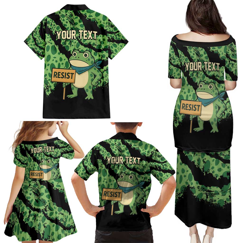 Personalized Portland Frog Resist Family Matching Puletasi and Hawaiian Shirt Frogs Against Fascism - Wonder Print Shop