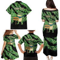 Personalized Portland Frog Resist Family Matching Puletasi and Hawaiian Shirt Frogs Against Fascism - Wonder Print Shop