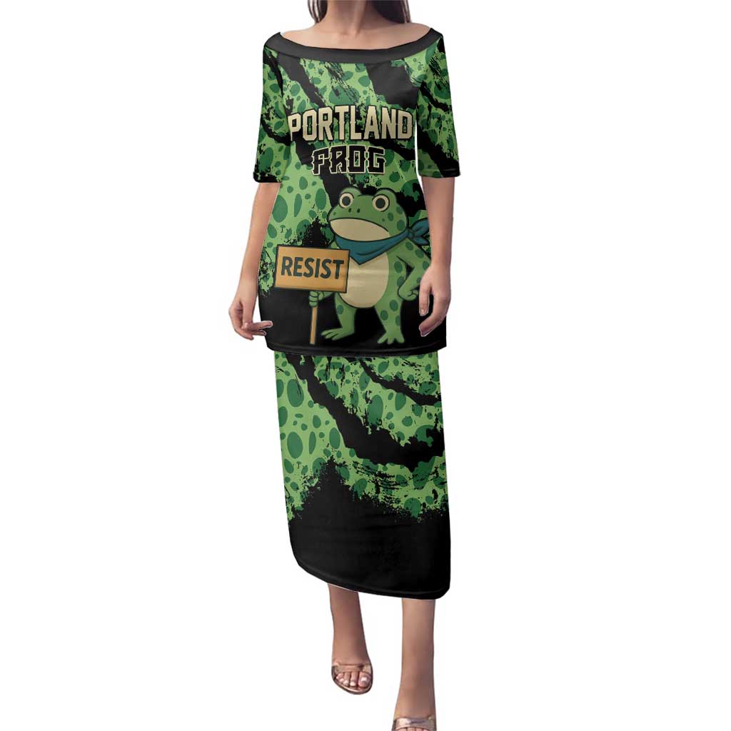 Personalized Portland Frog Resist Family Matching Puletasi and Hawaiian Shirt Frogs Against Fascism - Wonder Print Shop