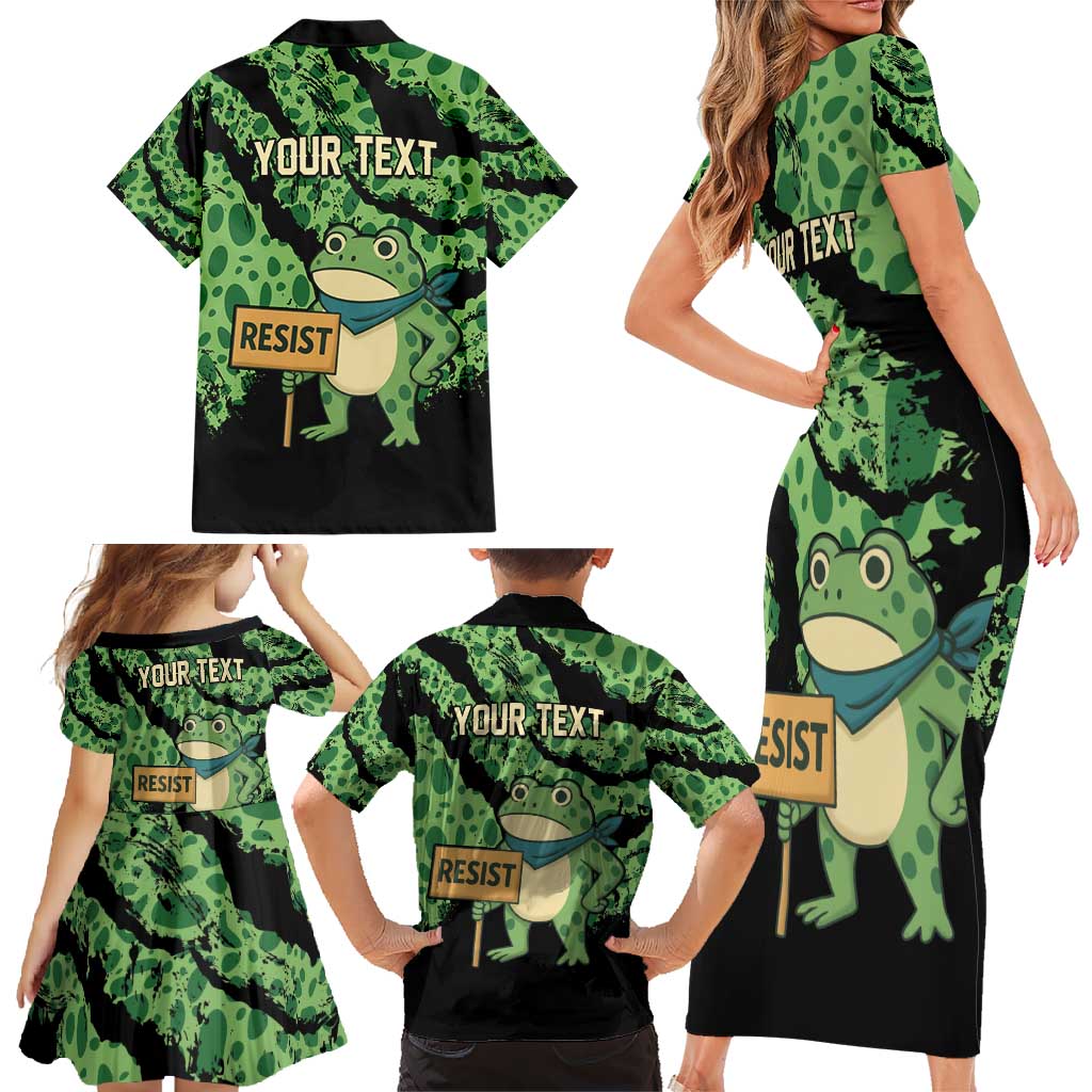 Personalized Portland Frog Resist Family Matching Short Sleeve Bodycon Dress and Hawaiian Shirt Frogs Against Fascism - Wonder Print Shop