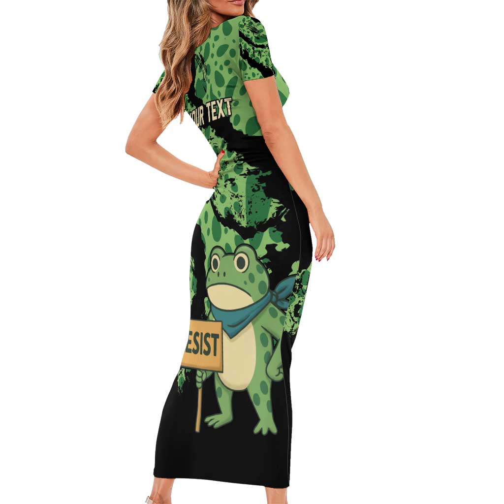 Personalized Portland Frog Resist Family Matching Short Sleeve Bodycon Dress and Hawaiian Shirt Frogs Against Fascism - Wonder Print Shop