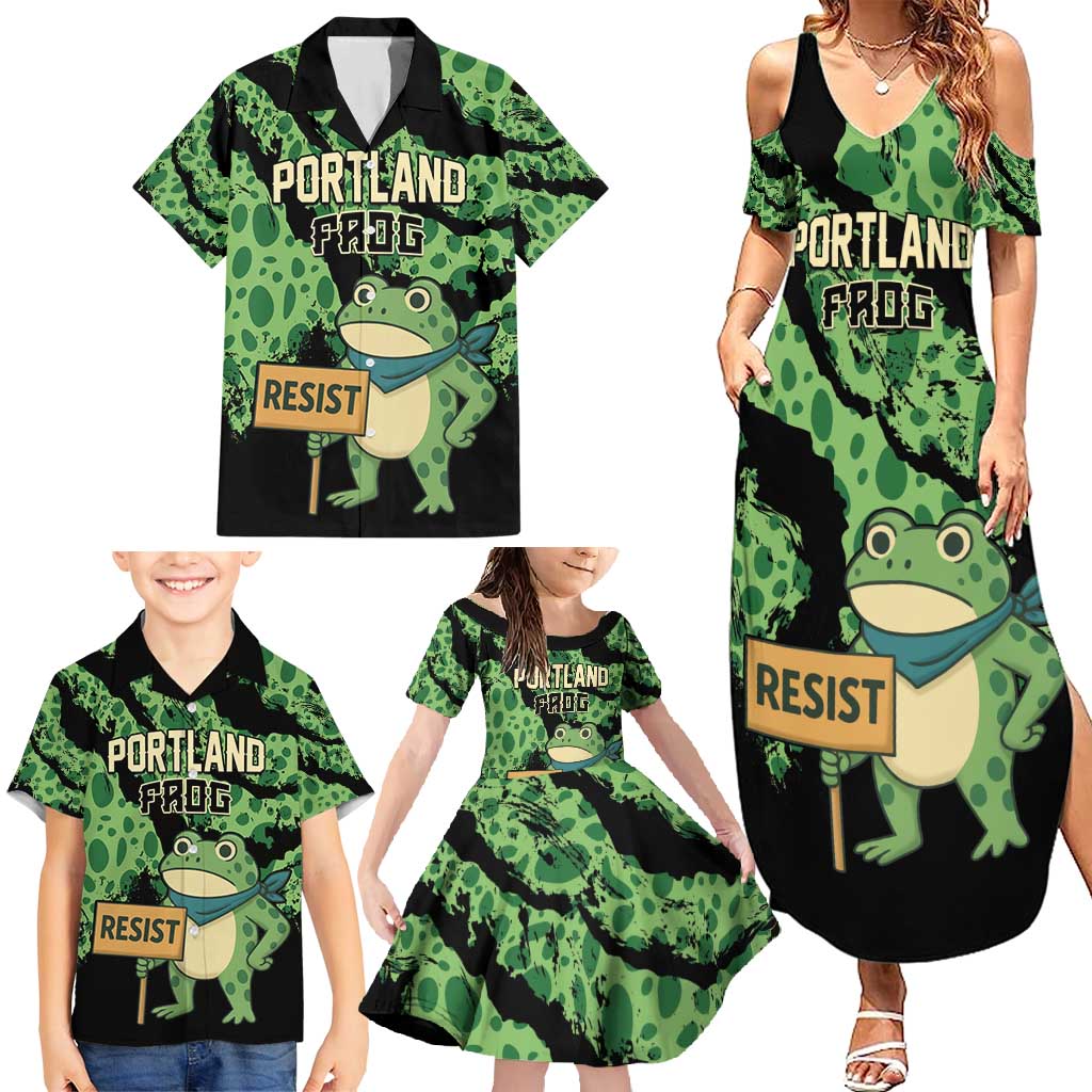 Personalized Portland Frog Resist Family Matching Summer Maxi Dress and Hawaiian Shirt Frogs Against Fascism - Wonder Print Shop
